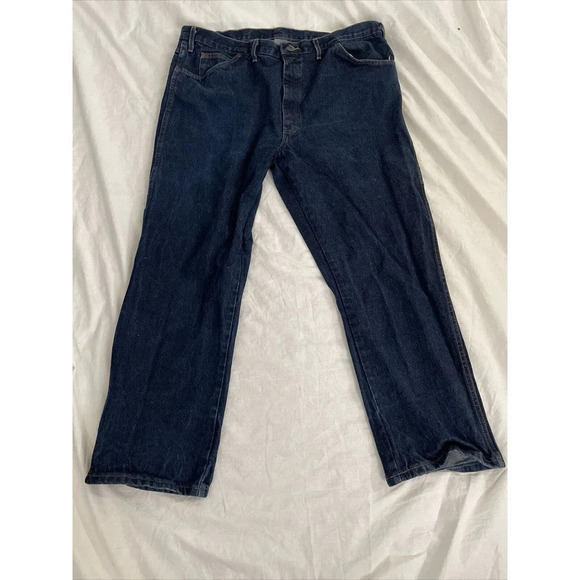 Dickies Mens Jeans Size 44x30 Straight Leg Denim Blue Workwear Pockets Dark Wash - Picture 1 of 10